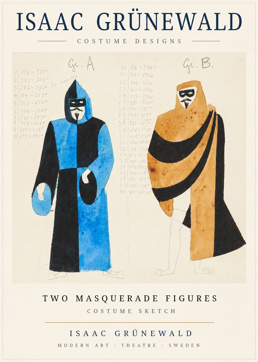 Isaac Grünewald Two Masquerade Figures - Costume Sketch No1 - Affiche