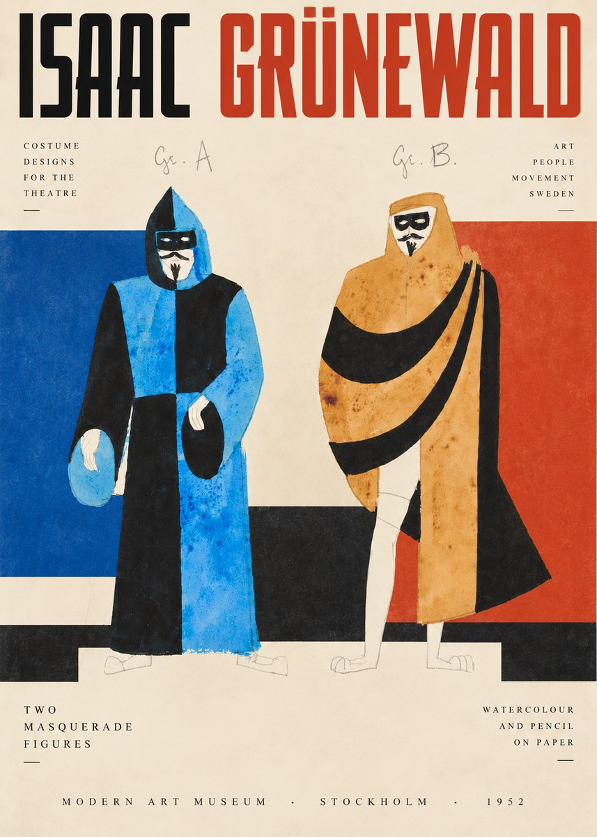 Isaac Grünewald Two Masquerade Figures - Costume Sketch No3 - Affiche