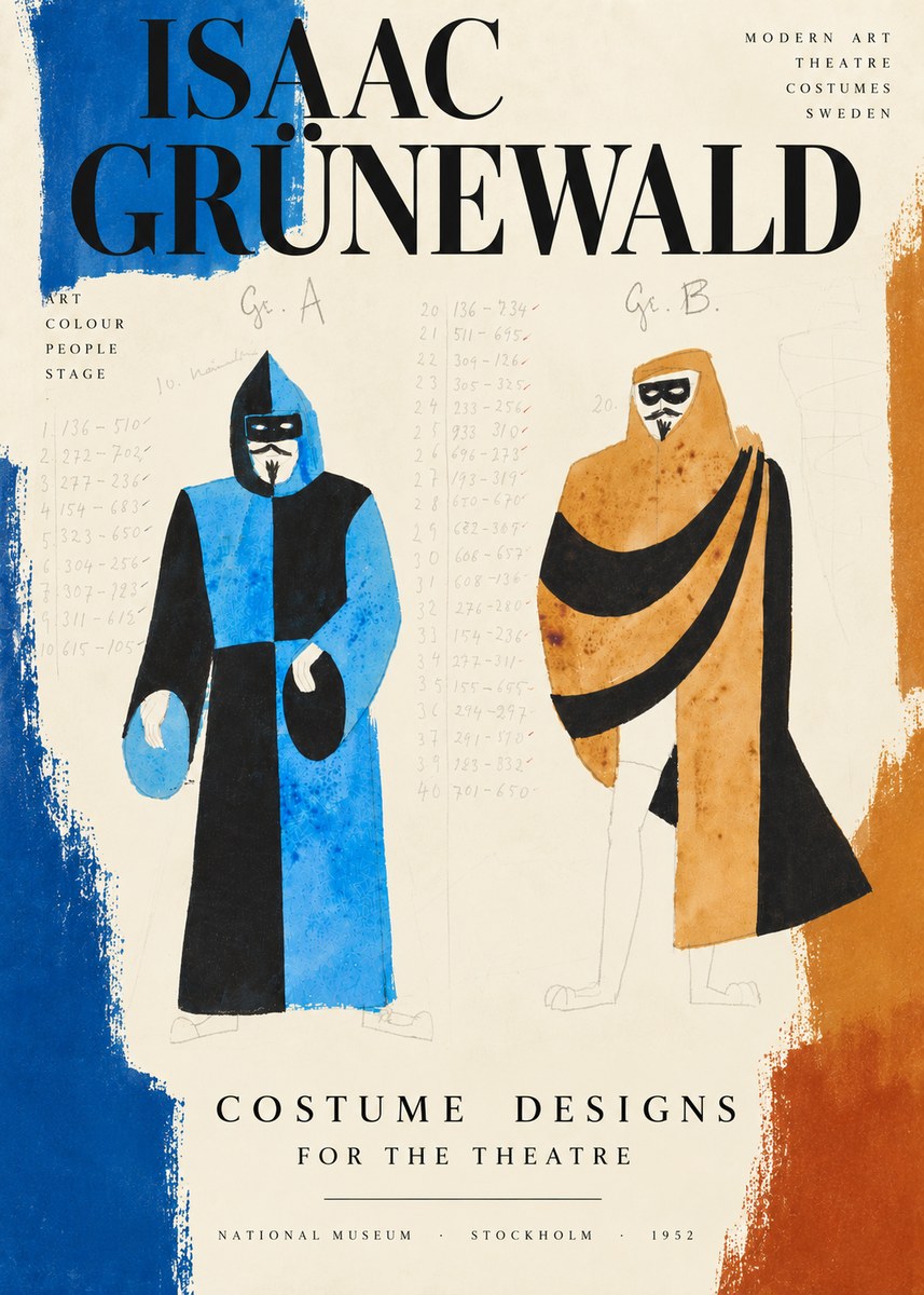 Isaac Grünewald Two Masquerade Figures - Costume Sketch No4 - Affiche