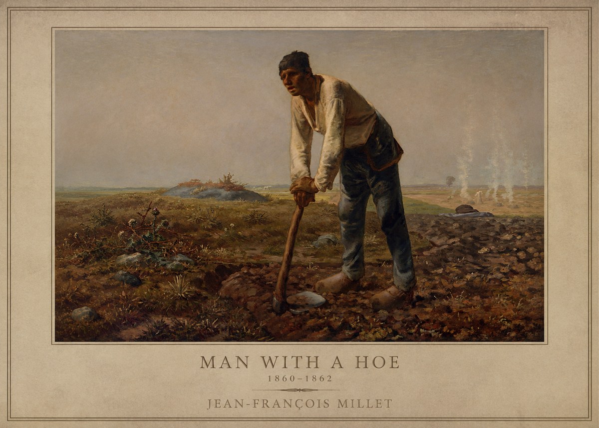 Jean-François Millet Man with a Hoe No1 - Affiche
