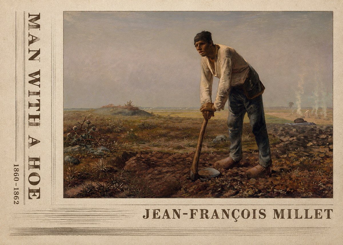 Jean-François Millet Man with a Hoe No2 - Affiche