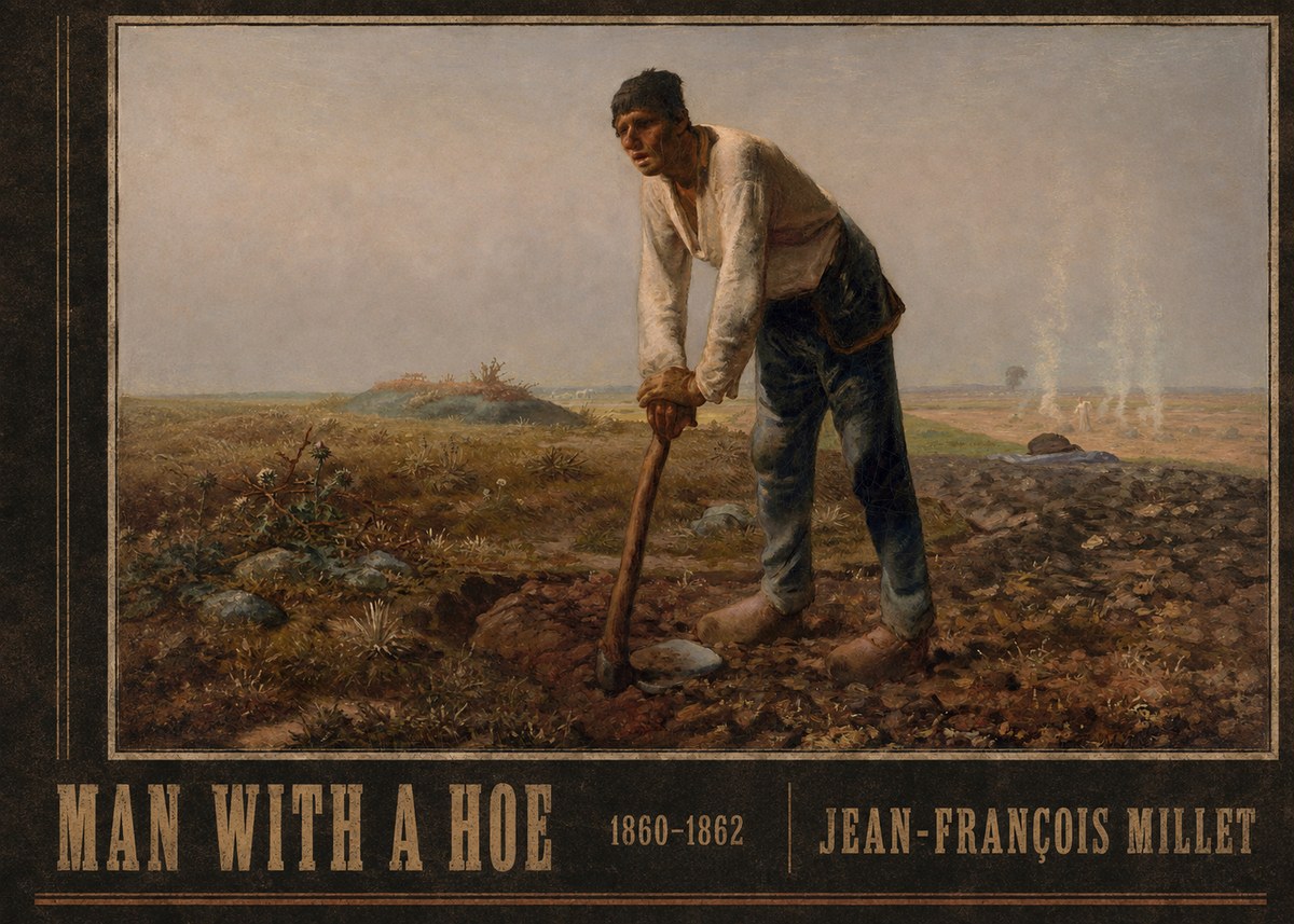 Jean-François Millet Man with a Hoe No3 - Affiche