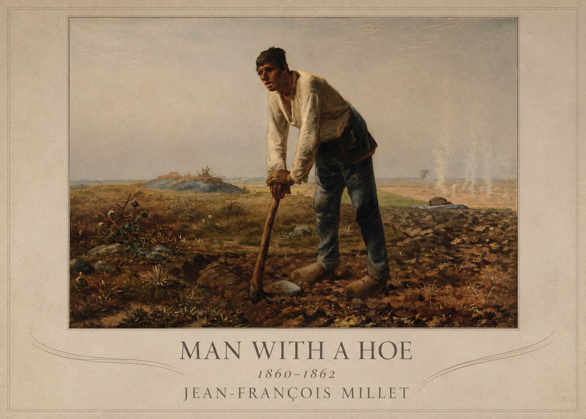 Jean-François Millet Man with a Hoe No4 - Affiche
