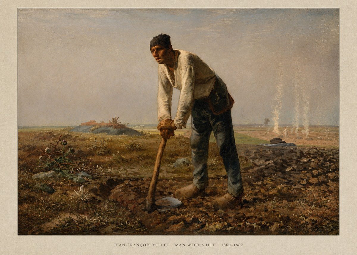 Jean-François Millet Man with a Hoe No6 - Affiche