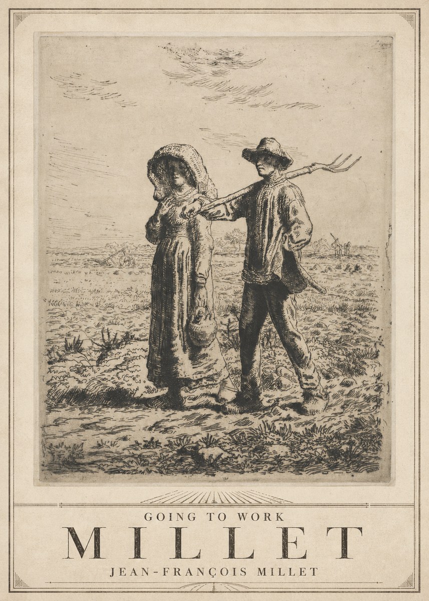 Jean-François Millet Going to Work No3 - Affiche