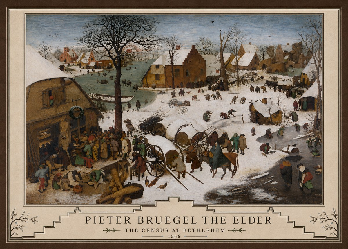 Pieter Bruegel The Census at Bethlehem IV No3 - Affiche