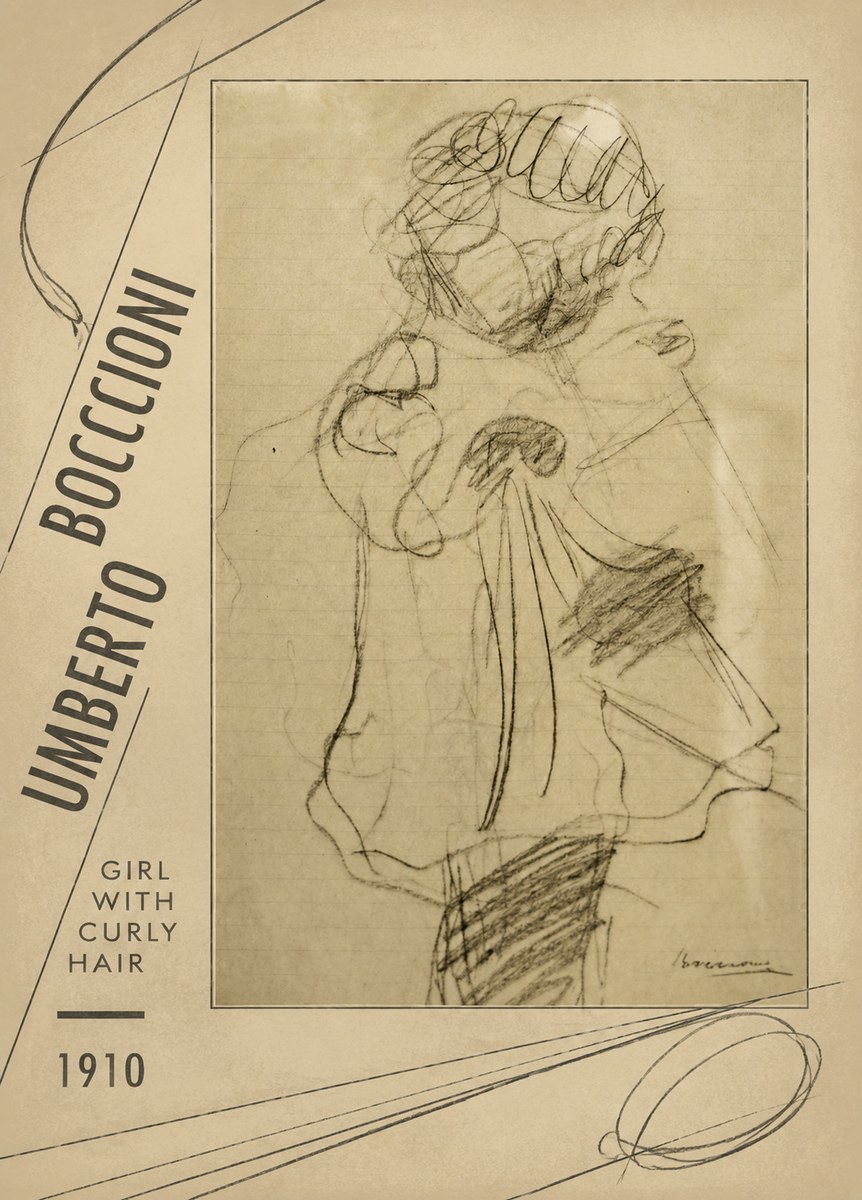 Umberto Boccioni Girl with Curly Hair No2 - Affiche