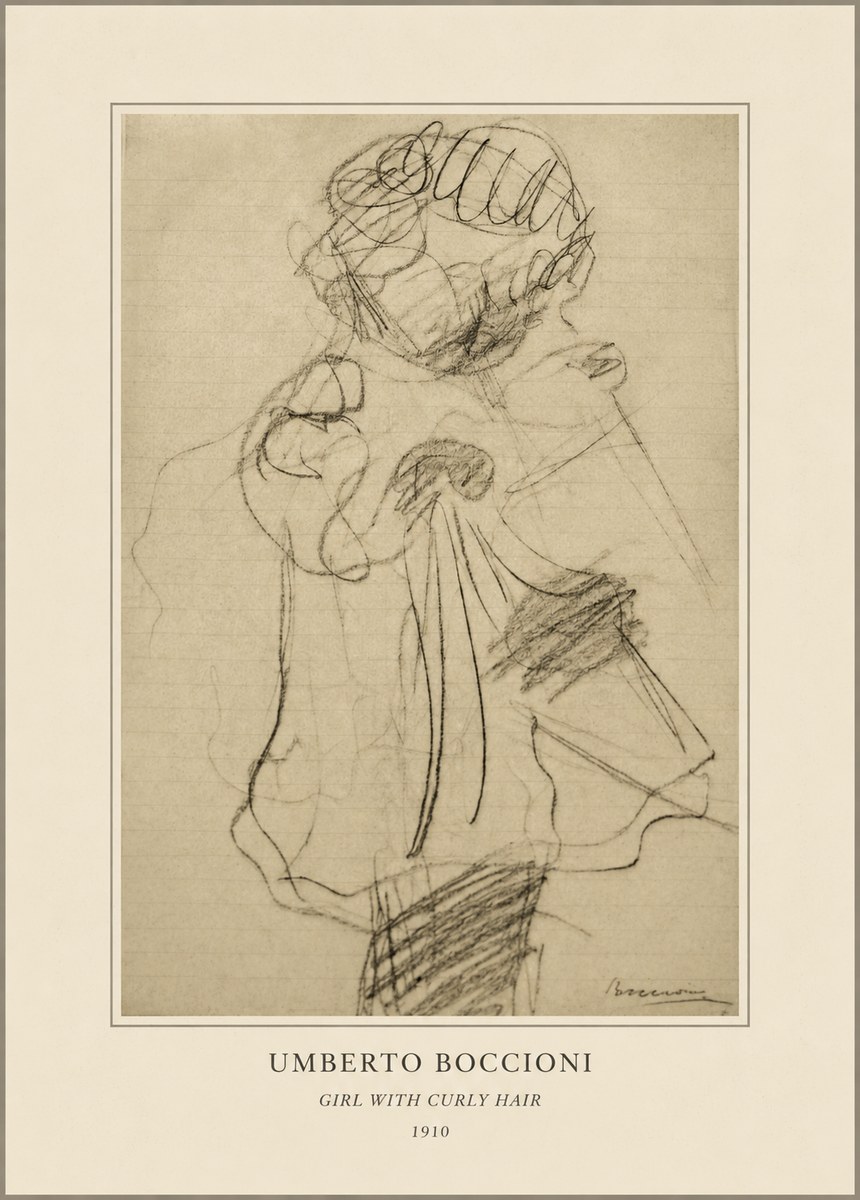 Umberto Boccioni Girl with Curly Hair No4 - Affiche