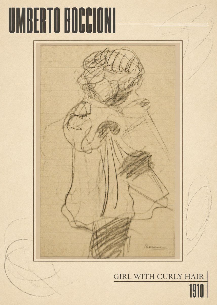 Umberto Boccioni Girl with Curly Hair No5 - Affiche