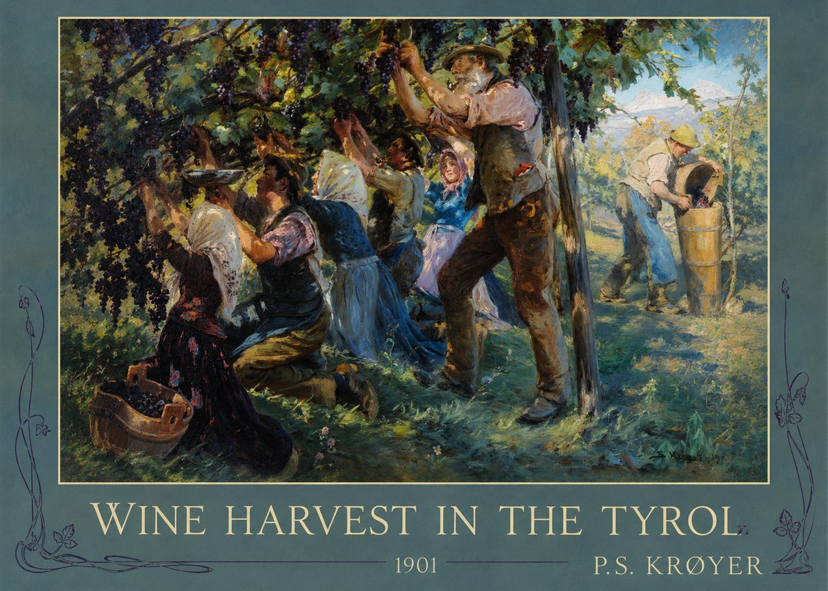 P.S. Krøyer Wine Harvest in the Tyrol No2 - Affiche