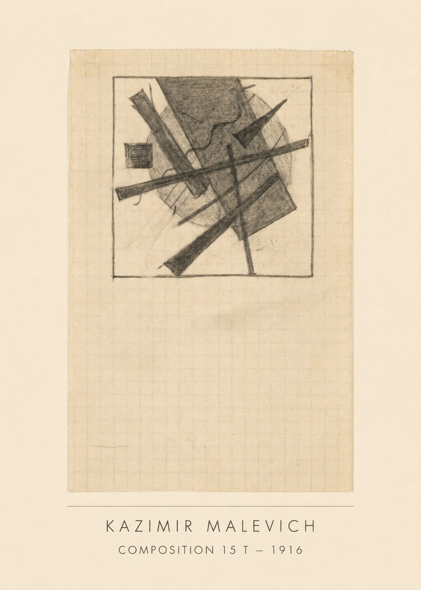 Kazimir Malevich Composition 15 T - 1916 No3 - Affiche