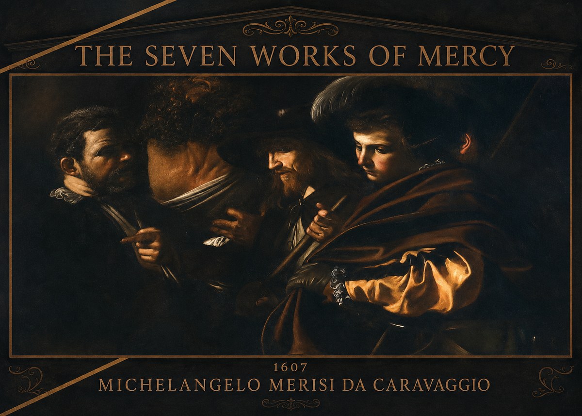 Michelangelo Merisi da Caravaggio The Seven Works of Mercy VI No3 - Affiche