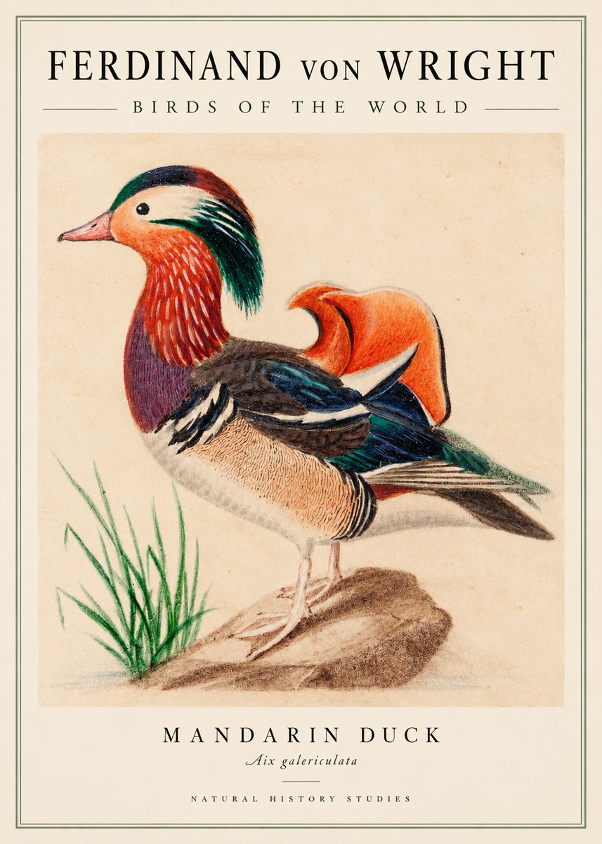 Ferdinand von Wright Mandarin Duck No3 - Affiche
