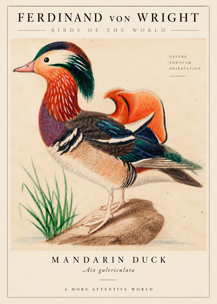 Ferdinand von Wright Mandarin Duck No6 - Affiche