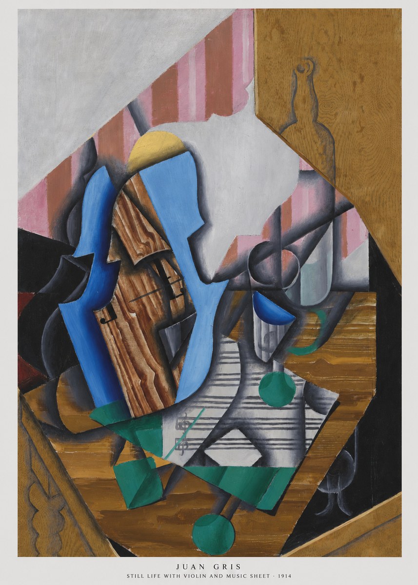 Juan Gris Still Life with Violin and Music Sheet No6 - Affiche