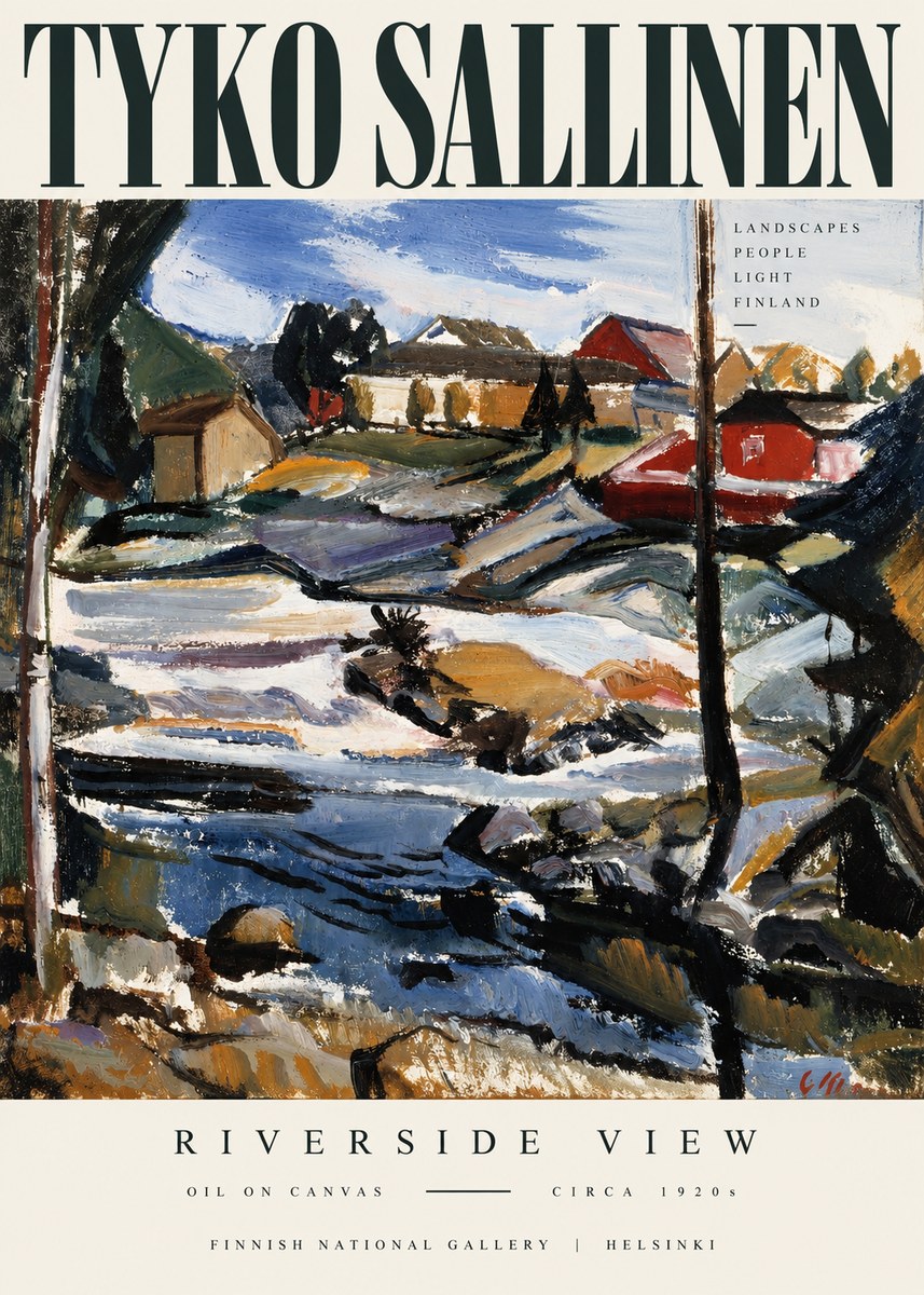 Tyko Sallinen Riverside View No3 - Affiche