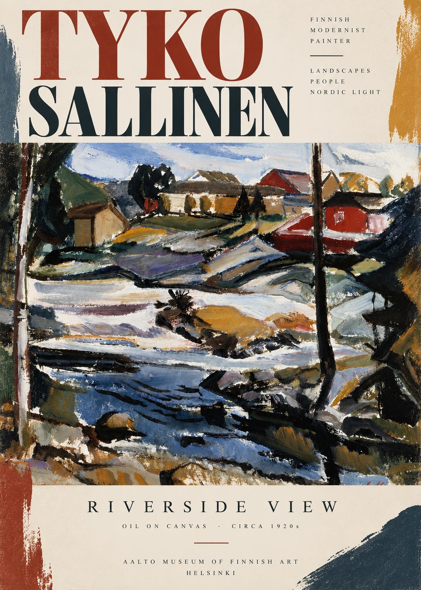 Tyko Sallinen Riverside View No4 - Affiche