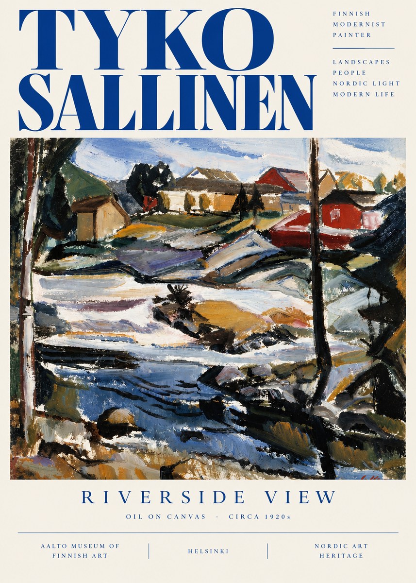 Tyko Sallinen Riverside View No5 - Affiche