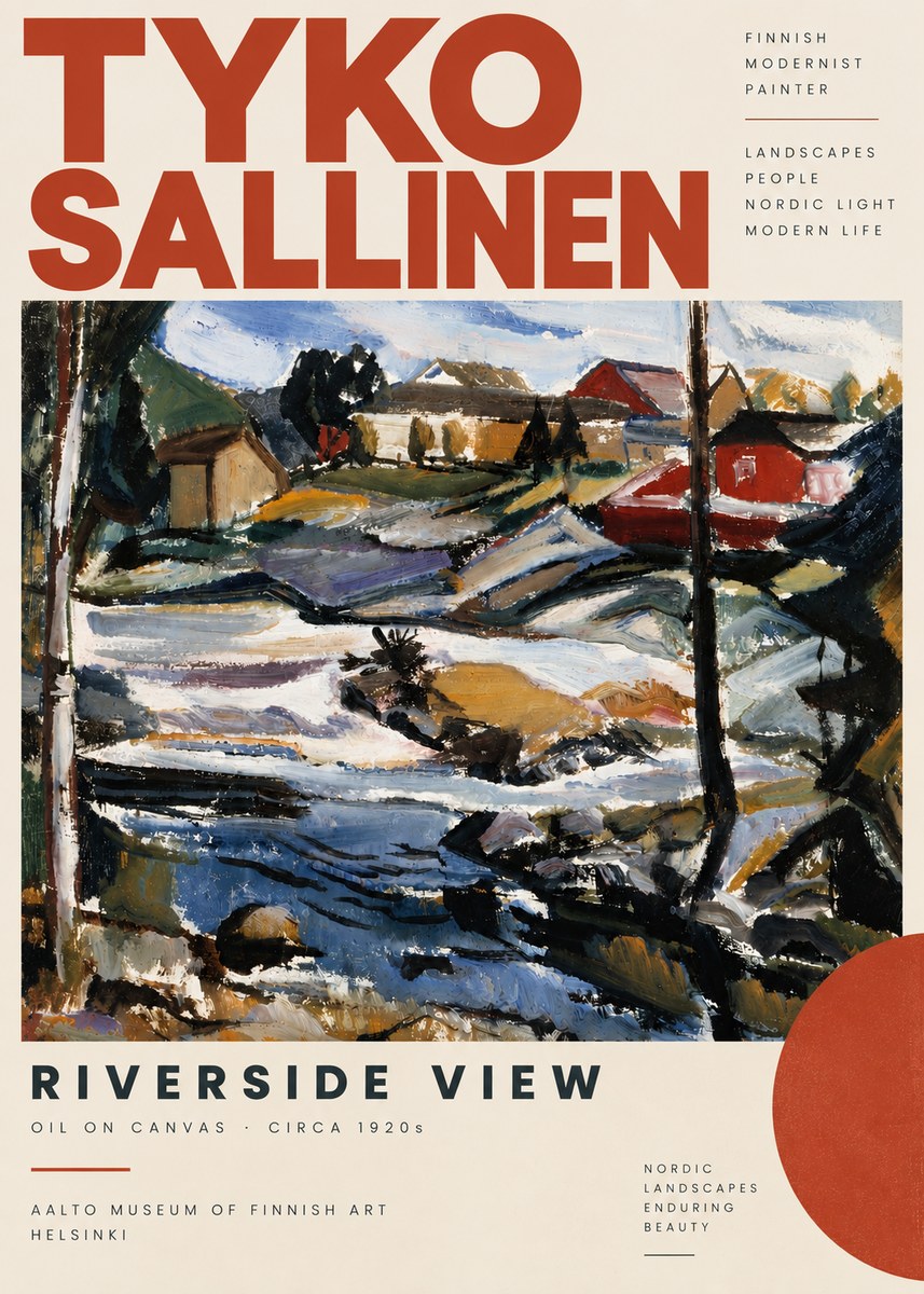 Tyko Sallinen Riverside View No6 - Affiche