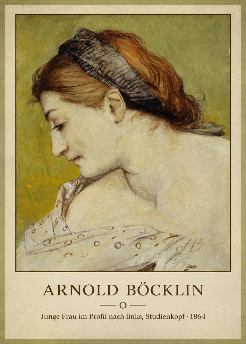 Arnold Böcklin Junge Frau Im Profil Nach Links, Studienkopf No3 - Affiche