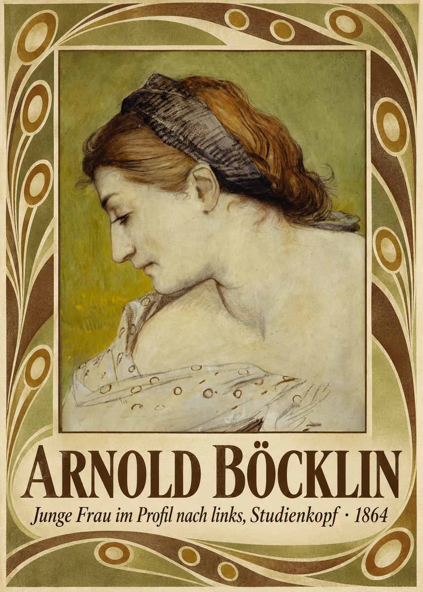 Arnold Böcklin Junge Frau Im Profil Nach Links, Studienkopf No5 - Affiche