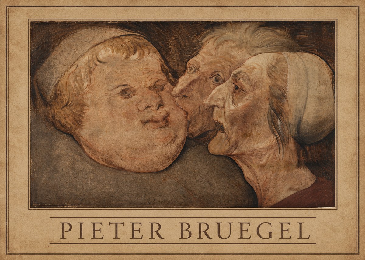 Pieter Bruegel Three Grotesque Heads No3 - Affiche