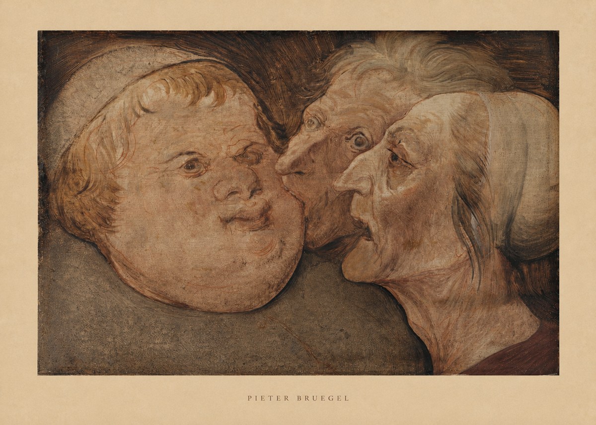 Pieter Bruegel Three Grotesque Heads No5 - Affiche