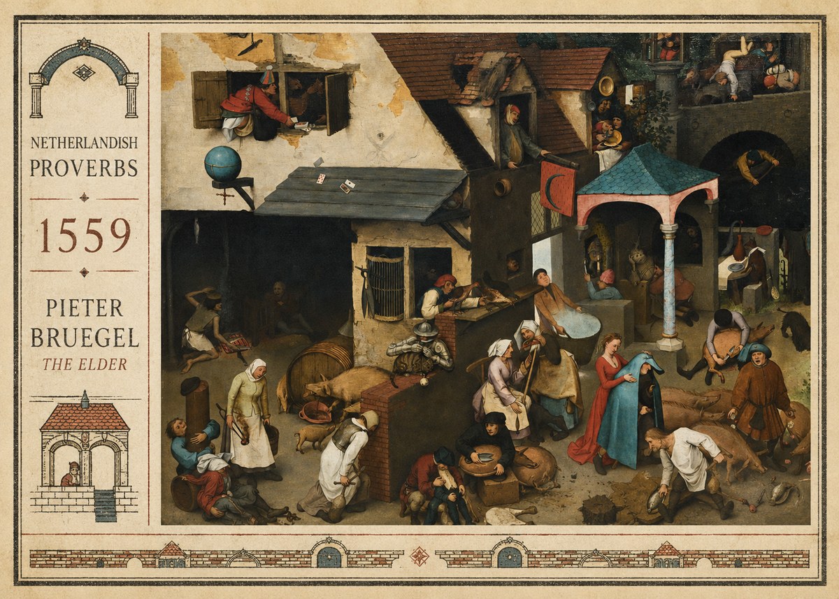 Pieter Bruegel Netherlandish Proverbs VII No2 - Affiche