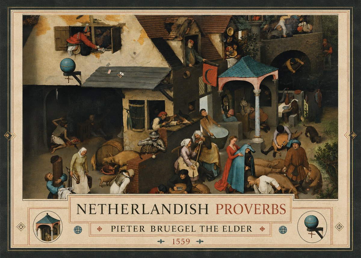 Pieter Bruegel Netherlandish Proverbs VII No3 - Affiche