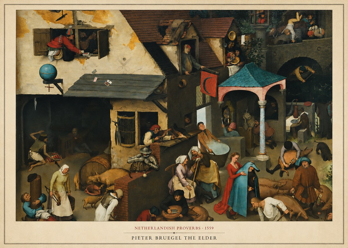 Pieter Bruegel Netherlandish Proverbs VII No6 - Affiche