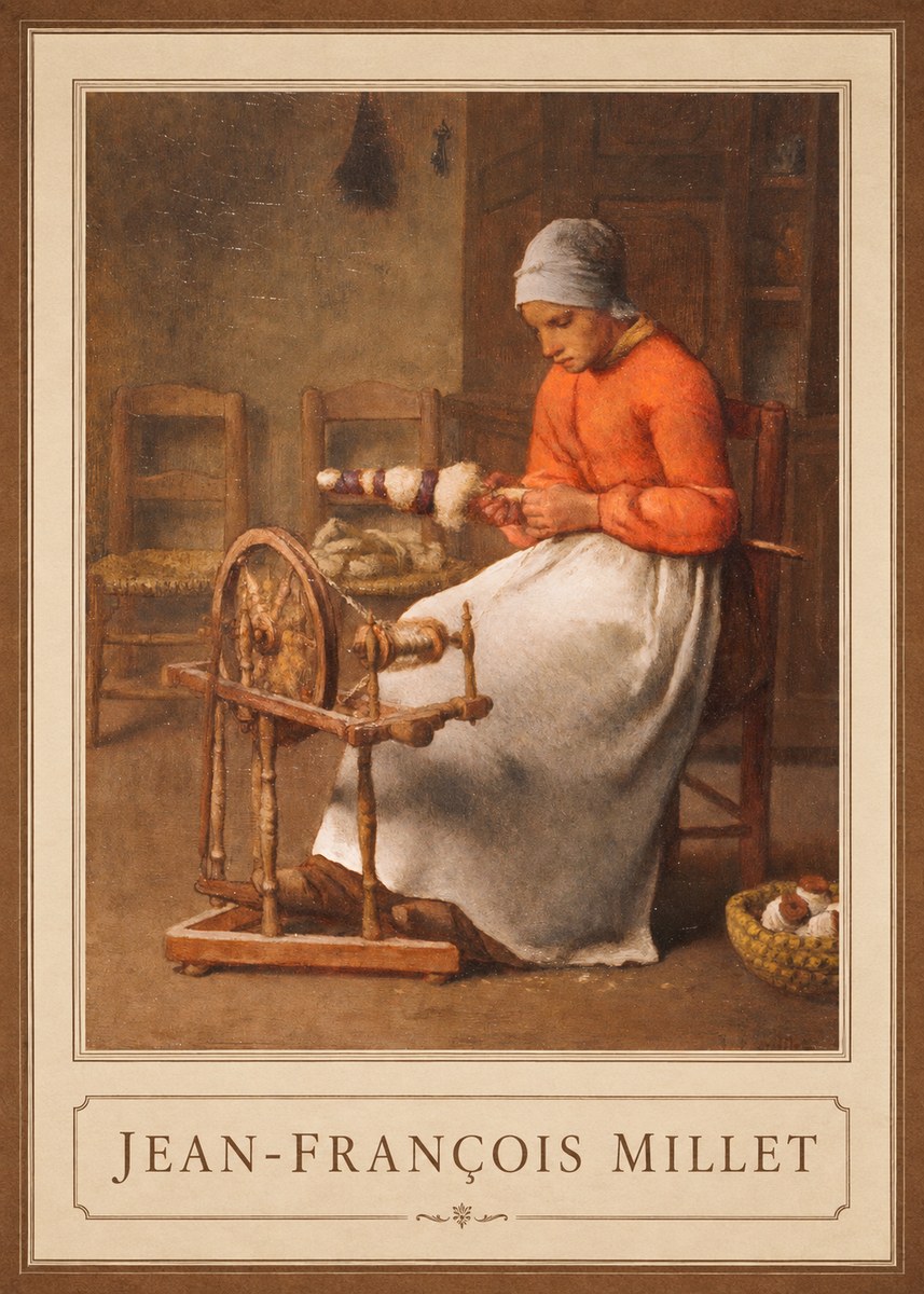 Jean-François Millet Woman Spinning No1 - Affiche