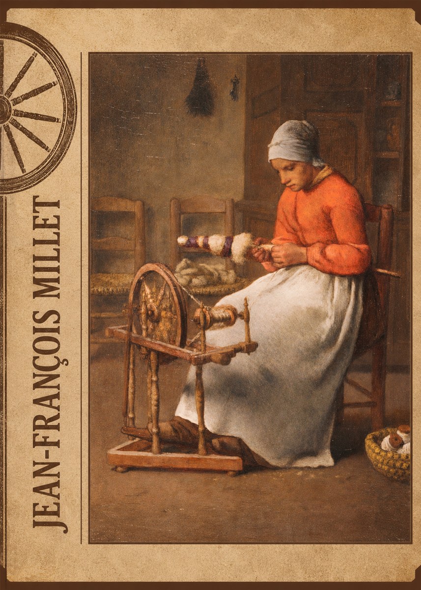 Jean-François Millet Woman Spinning No3 - Affiche