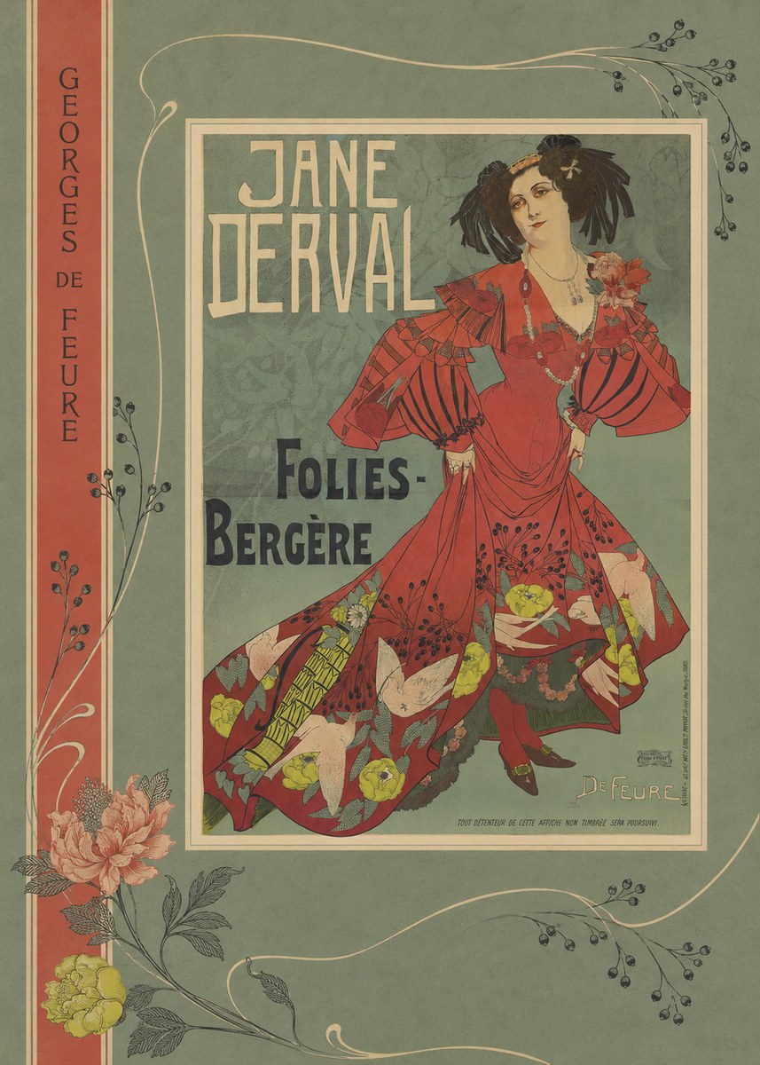 Georges de Feure Jane Derval - Folies-bergère II No2 - Affiche