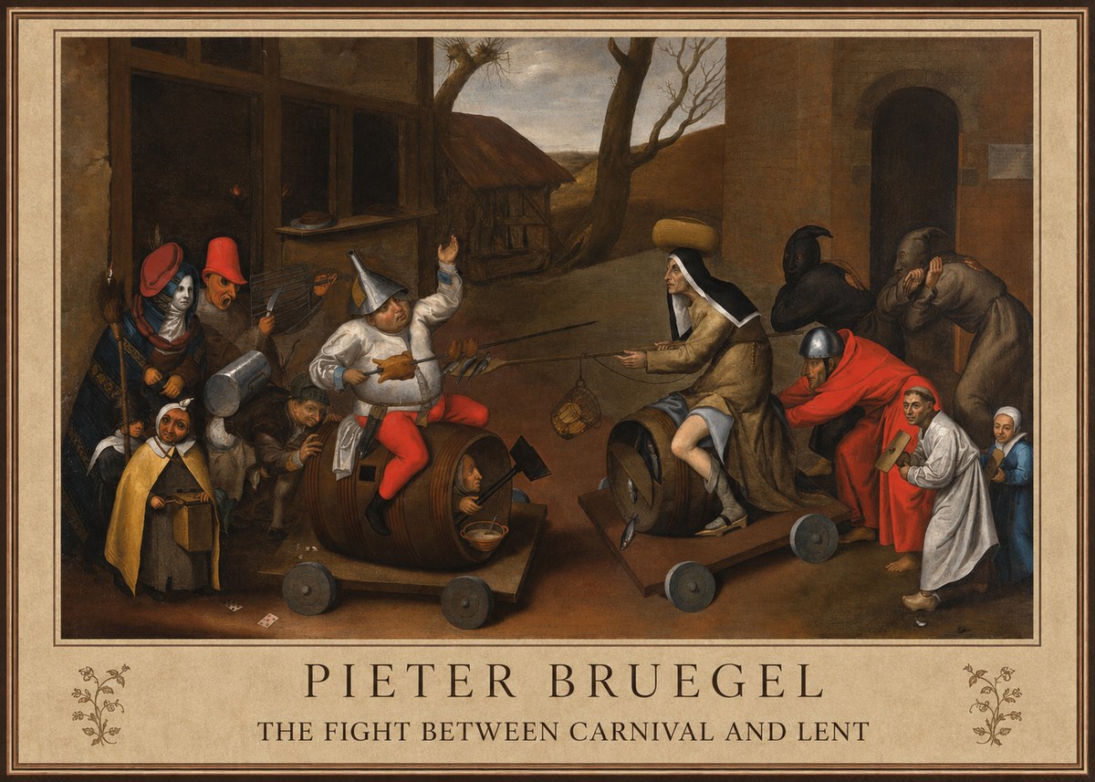 Pieter Bruegel The Fight Between Carnival and Lent IV No1 - Affiche