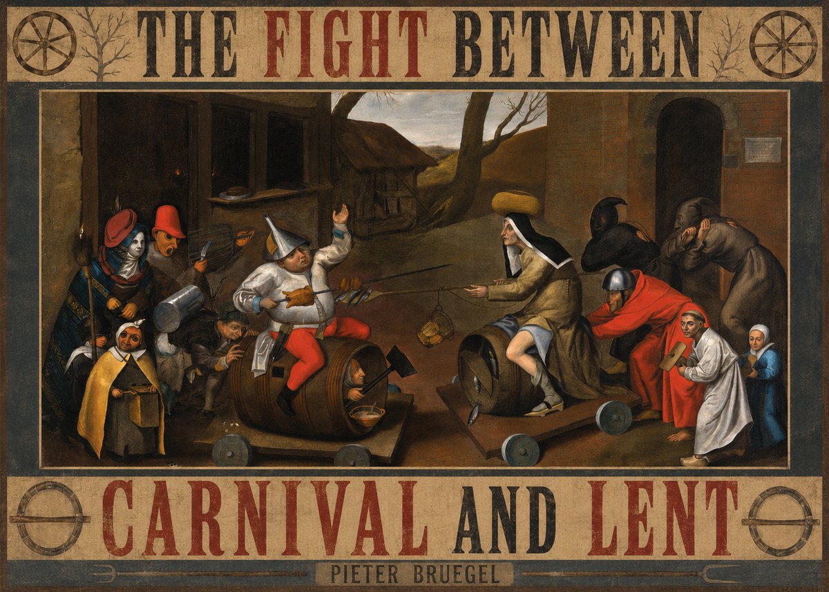 Pieter Bruegel The Fight Between Carnival and Lent IV No4 - Affiche