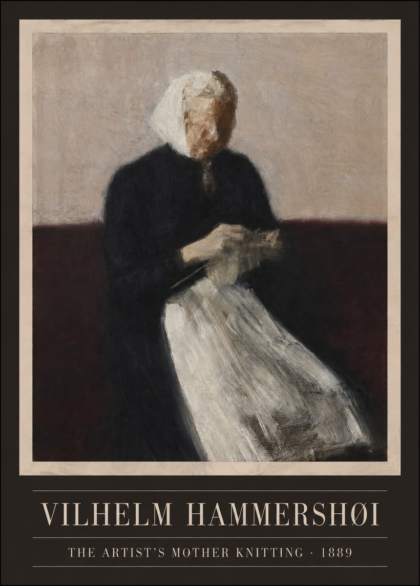 Vilhelm Hammershøi The Artist's Mother Knitting No3 - Affiche