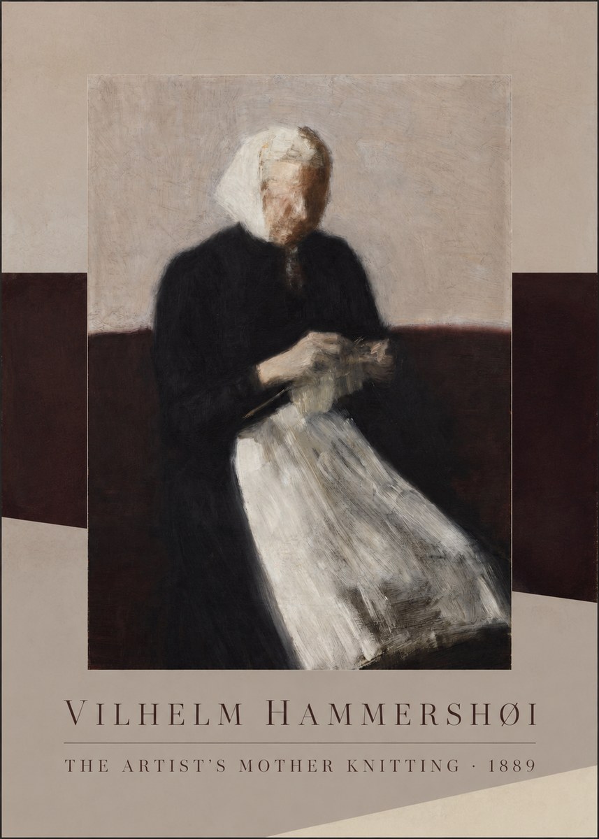 Vilhelm Hammershøi The Artist's Mother Knitting No6 - Affiche