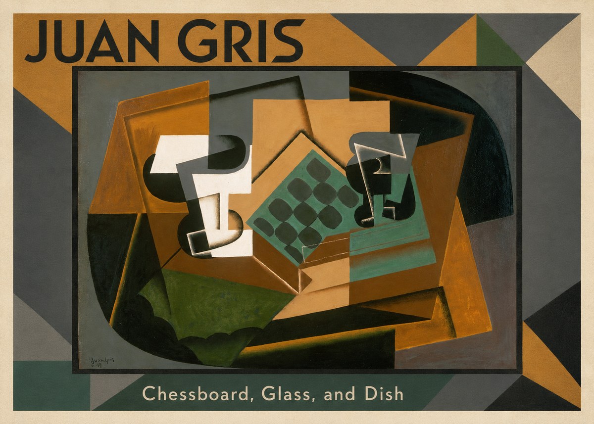 Juan Gris Chessboard, Glass, and Dish No1 - Affiche