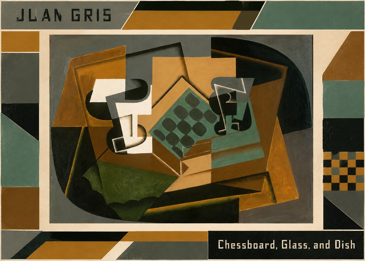 Juan Gris Chessboard, Glass, and Dish No3 - Affiche