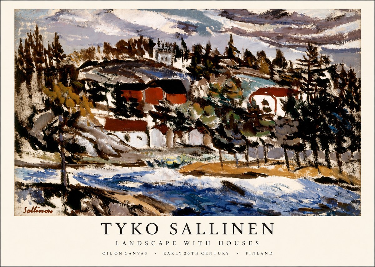 Tyko Sallinen Landscape with Houses No1 - Affiche
