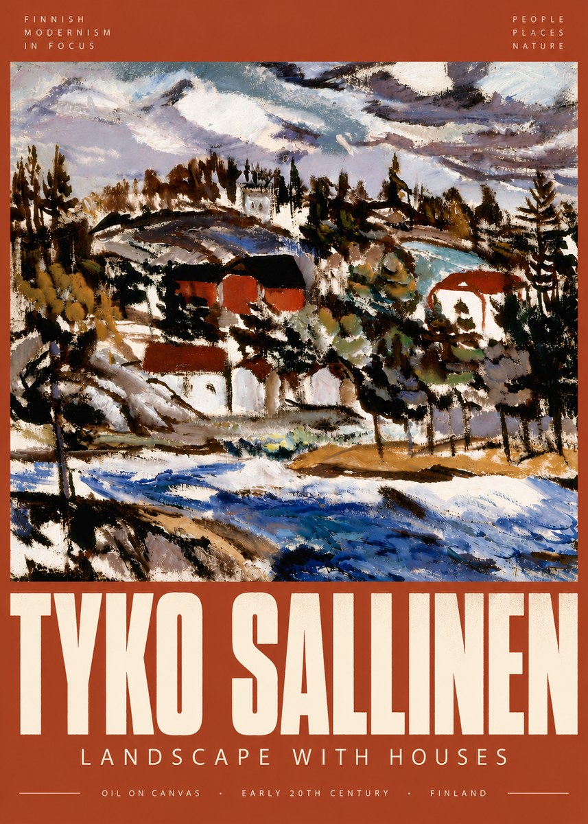 Tyko Sallinen Landscape with Houses No6 - Affiche