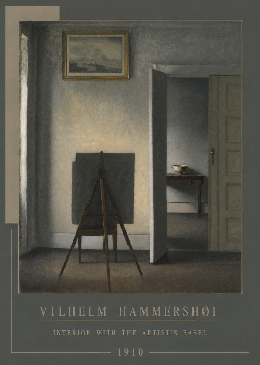 Vilhelm Hammershøi Interior with the Artist's Easel II No4 - Affiche