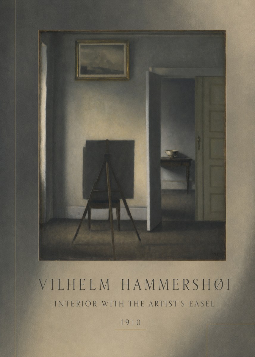 Vilhelm Hammershøi Interior with the Artist's Easel II No5 - Affiche