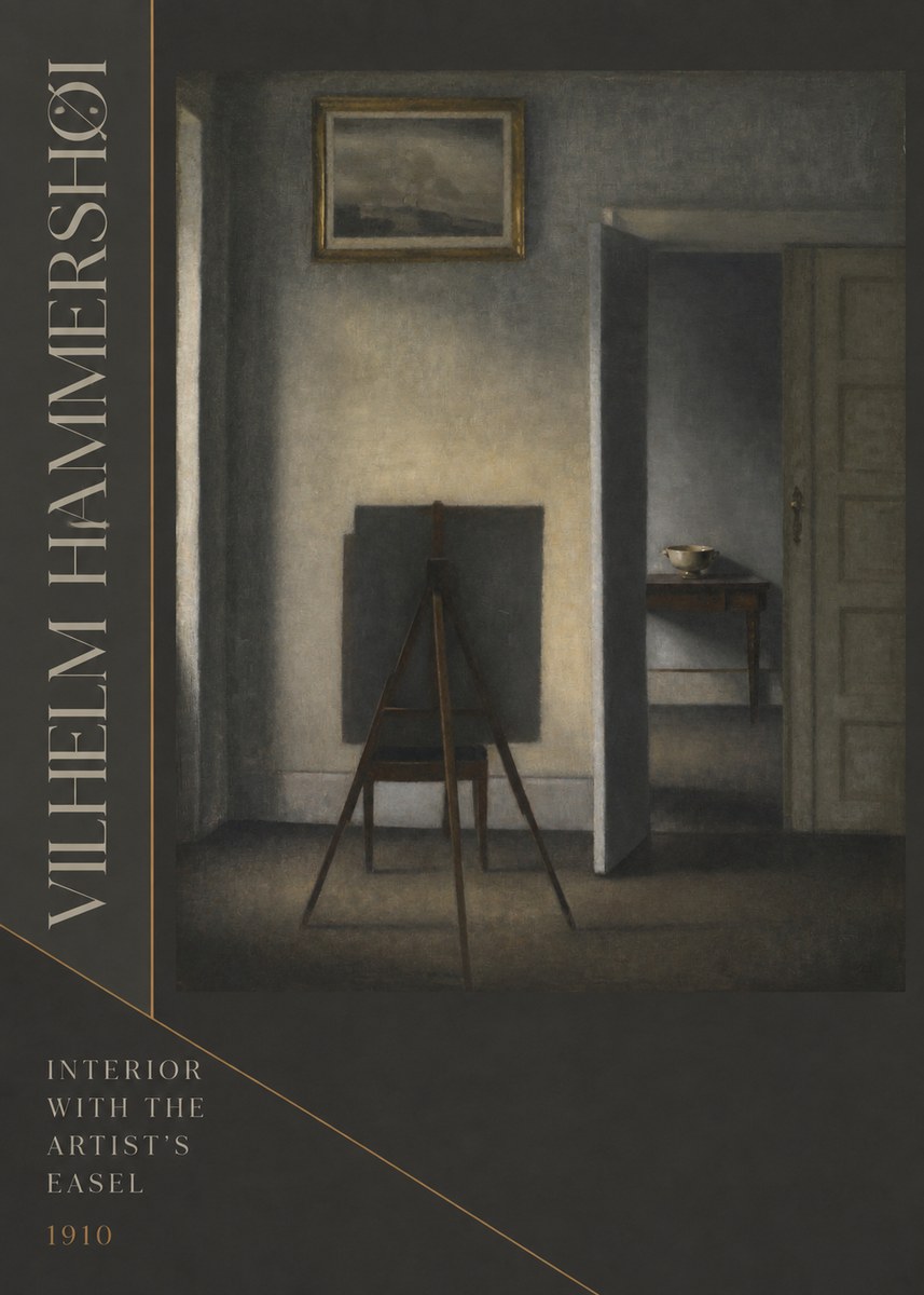 Vilhelm Hammershøi Interior with the Artist's Easel II No6 - Affiche