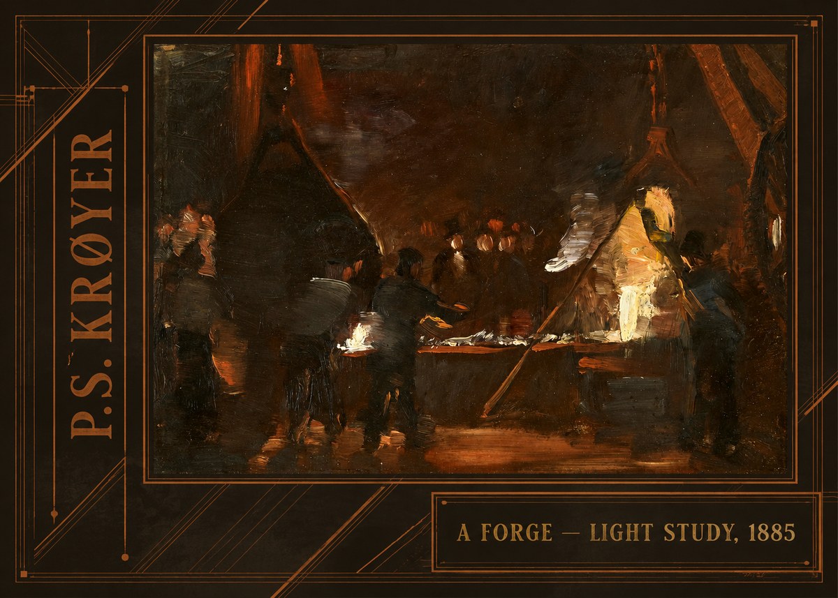 P.S. Krøyer A Forge — Light Study, 1885 No2 - Affiche