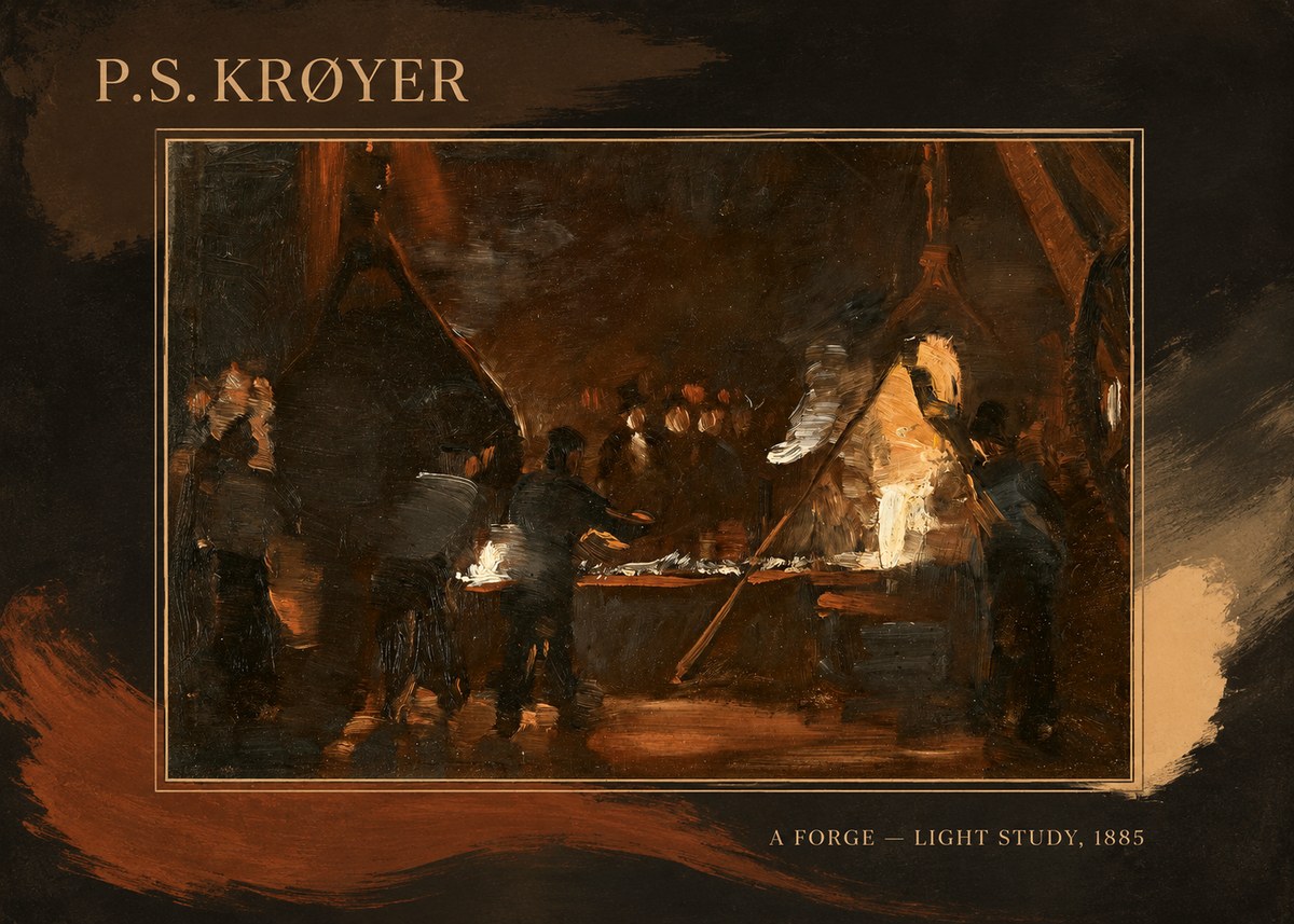 P.S. Krøyer A Forge — Light Study, 1885 No3 - Affiche