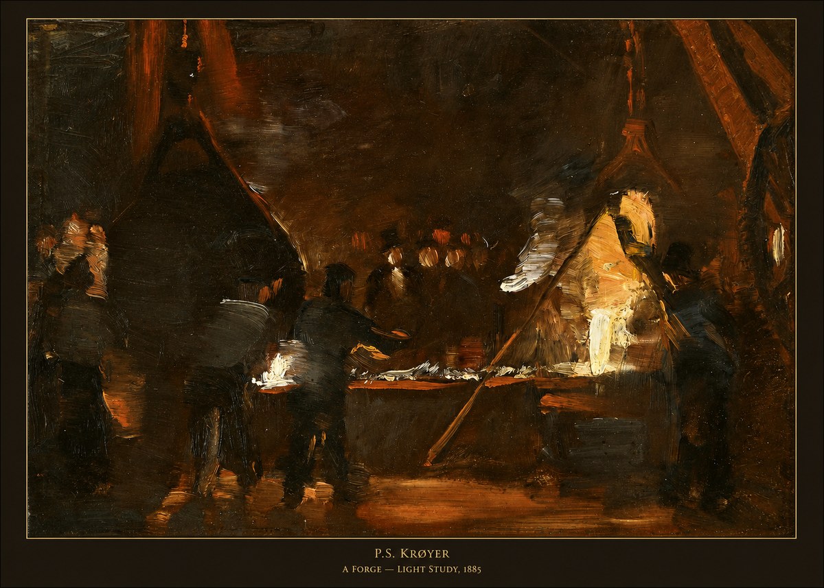 P.S. Krøyer A Forge — Light Study, 1885 No5 - Affiche