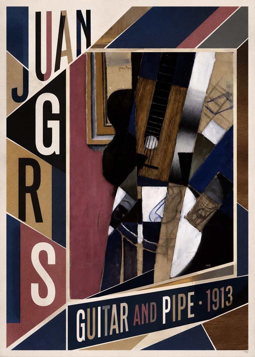 Juan Gris Guitar and Pipe II No4 - Affiche