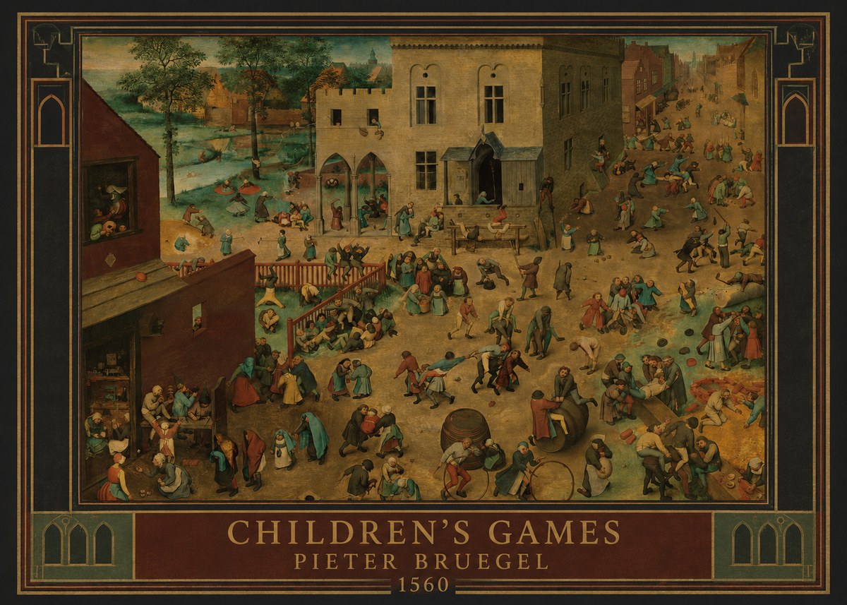Pieter Bruegel Children's Games IV No1 - Affiche