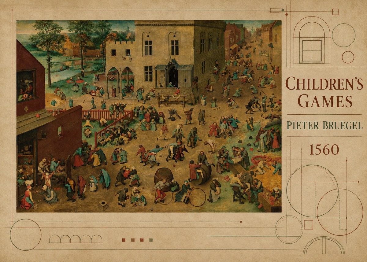 Pieter Bruegel Children's Games IV No5 - Affiche